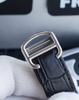 SANTOS 40MM STAINLESS STEEL BLACK BEZEL LEATHER STRAP