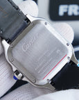 SANTOS 40MM STAINLESS STEEL BLACK BEZEL LEATHER STRAP