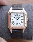 SANTOS DUMONT QUARTZ 33MM ROSE GOLD LEATHER