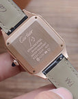 SANTOS DUMONT QUARTZ 33MM ROSE GOLD LEATHER