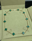 CLOVER 10 MOTIF MALACHITE NECKLACE