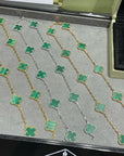 CLOVER 10 MOTIF MALACHITE NECKLACE