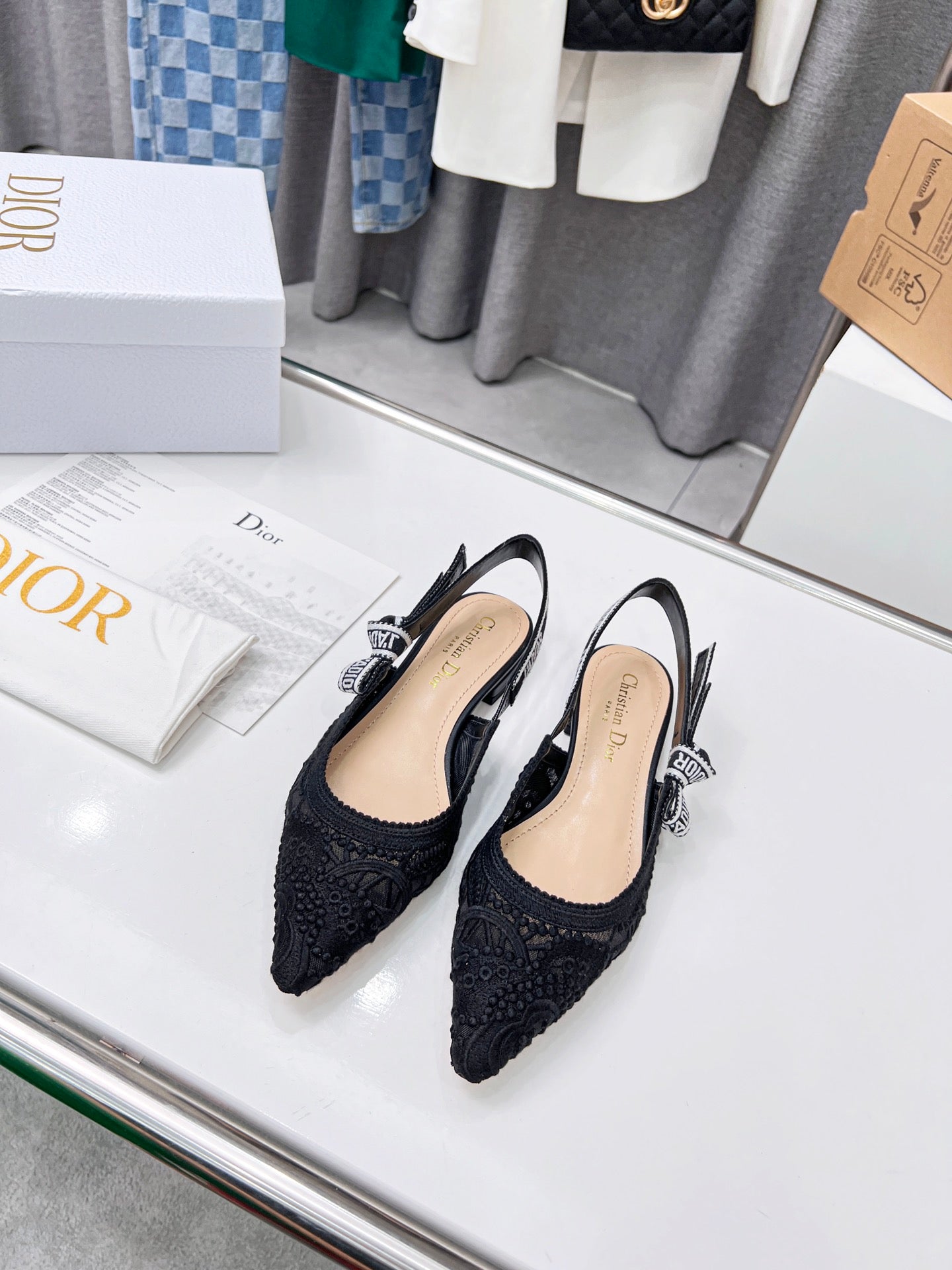 CD 25 J&#39;Adior Slingback Flat Mesh Fabric 237966