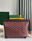 CONTI POUCH 24 IN WINE RED LAMBSKIN AND GOYARDINE CANVAS