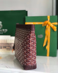 CONTI POUCH 24 IN WINE RED LAMBSKIN AND GOYARDINE CANVAS