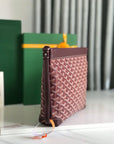 CONTI POUCH 24 IN WINE RED LAMBSKIN AND GOYARDINE CANVAS