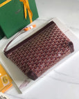 CONTI POUCH 24 IN WINE RED LAMBSKIN AND GOYARDINE CANVAS