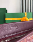 CONTI POUCH 24 IN WINE RED LAMBSKIN AND GOYARDINE CANVAS