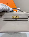 HM KELLY POCHETTE 22CM GREY SWIFT GOLD HARDWARE
