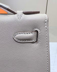 HM KELLY POCHETTE 22CM GREY SWIFT GOLD HARDWARE