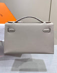 HM KELLY POCHETTE 22CM GREY SWIFT GOLD HARDWARE