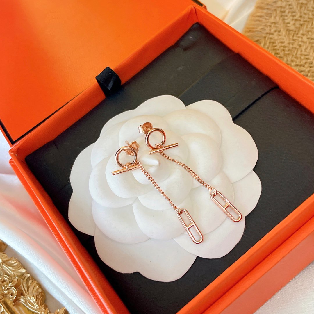 HM CHAINE D&#39;ANCRE DROP PINK GOLD EARRINGS