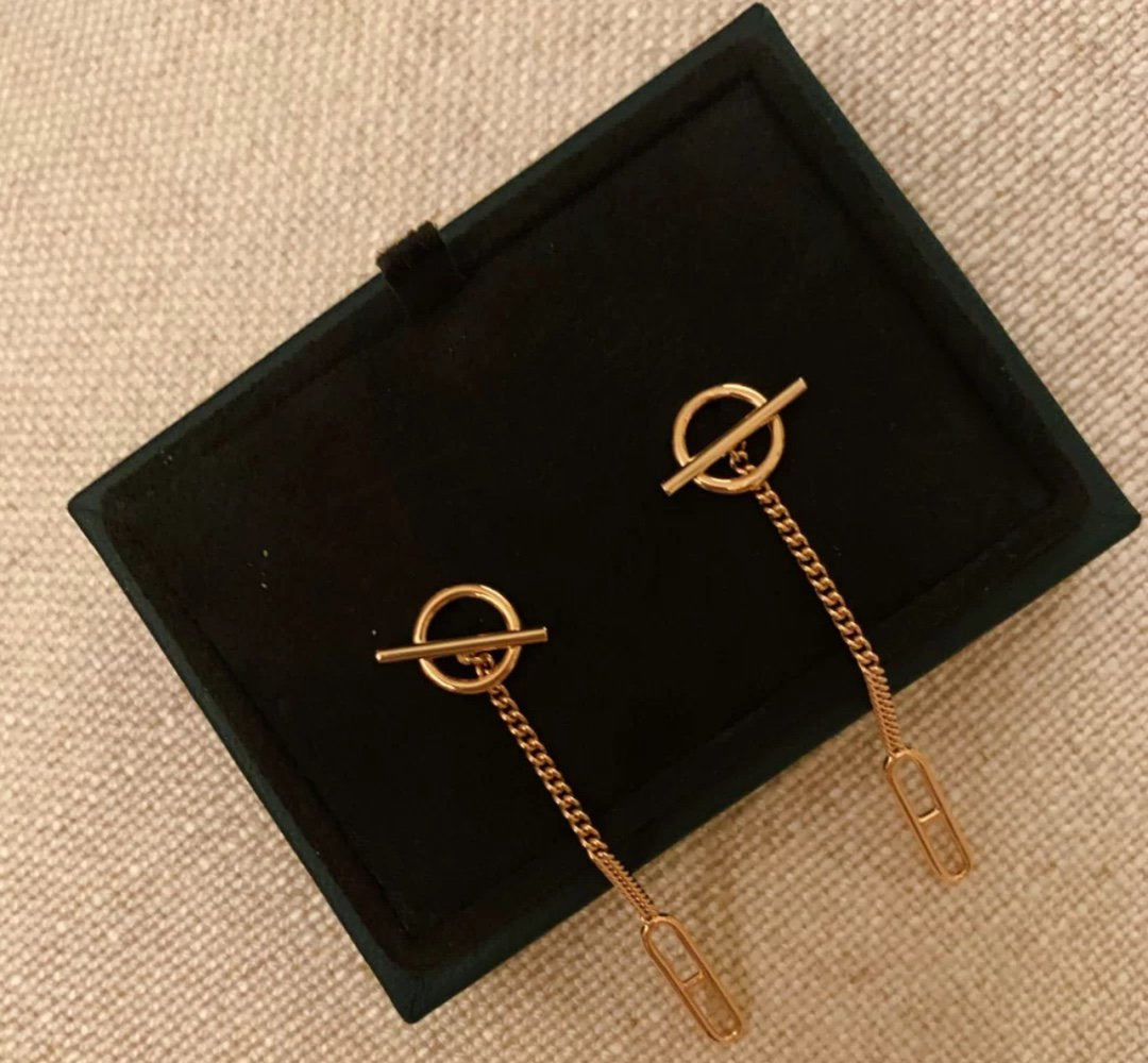 HM CHAINE D&#39;ANCRE DROP PINK GOLD EARRINGS