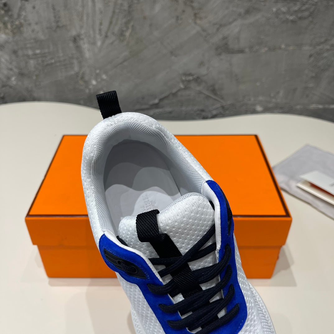 HEROS SNEAKERS WHITE MIX COBALT GOATSKIN