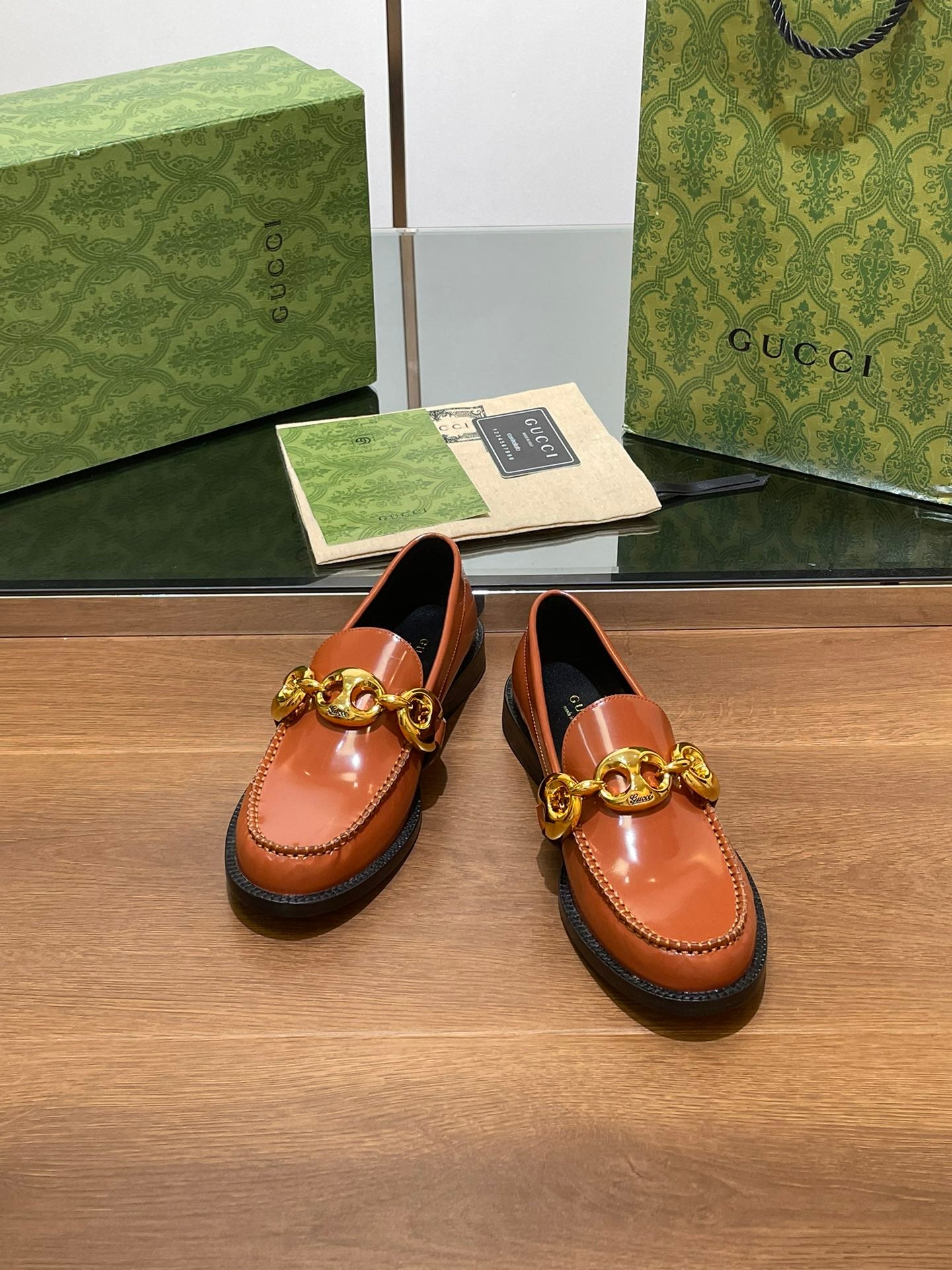 GG LOAFER SHOES IN BRONZE BROWN CALFSKIN