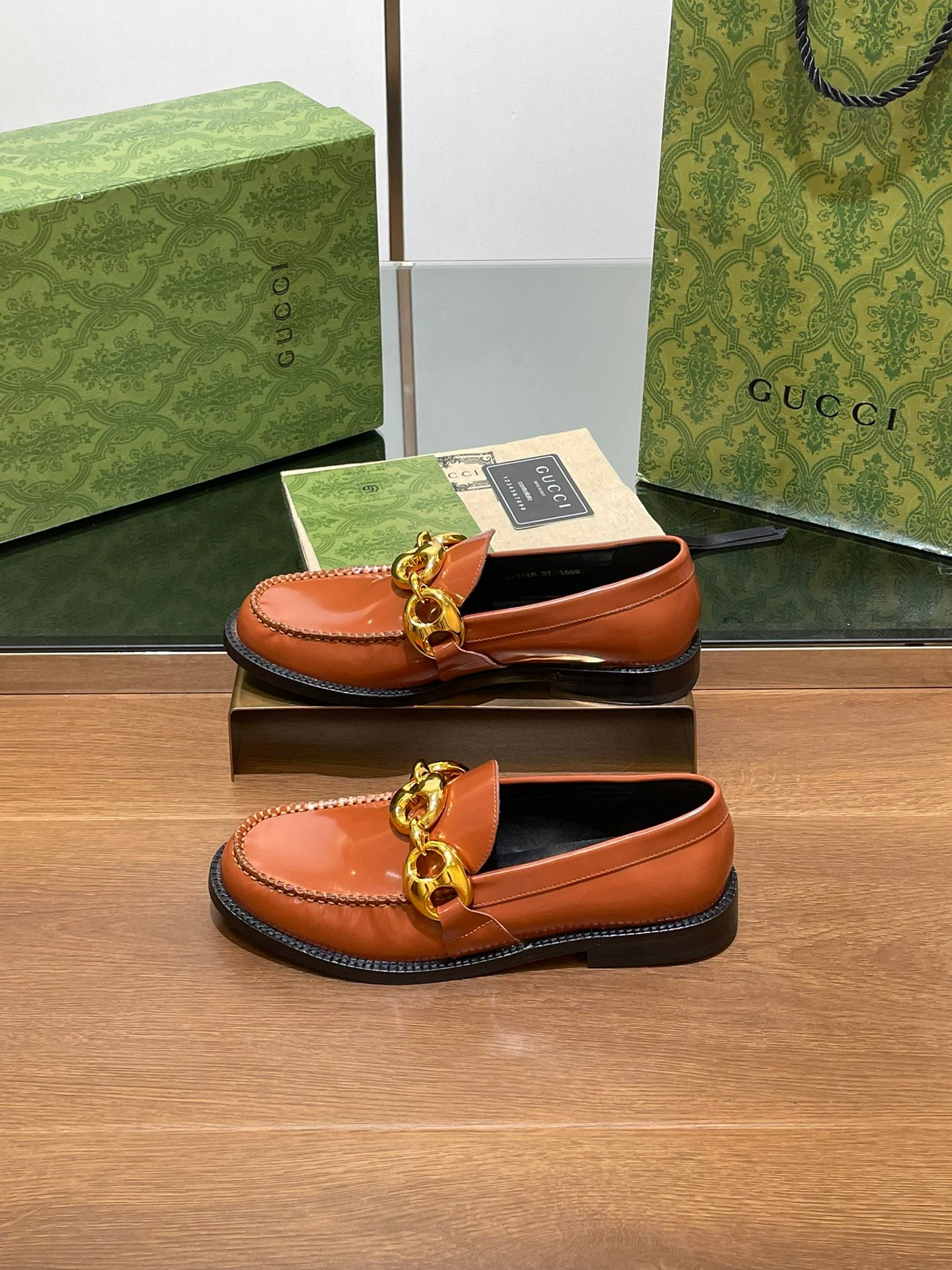 GG LOAFER SHOES IN BRONZE BROWN CALFSKIN