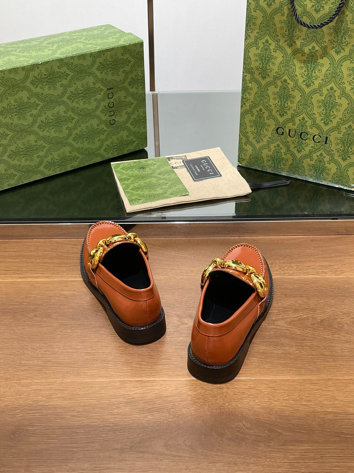 GG LOAFER SHOES IN BRONZE BROWN CALFSKIN