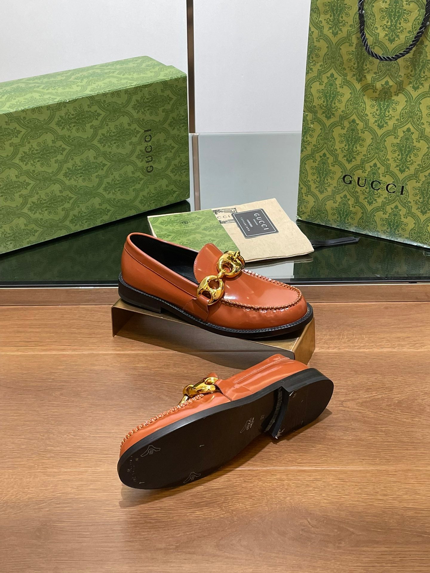 GG LOAFER SHOES IN BRONZE BROWN CALFSKIN