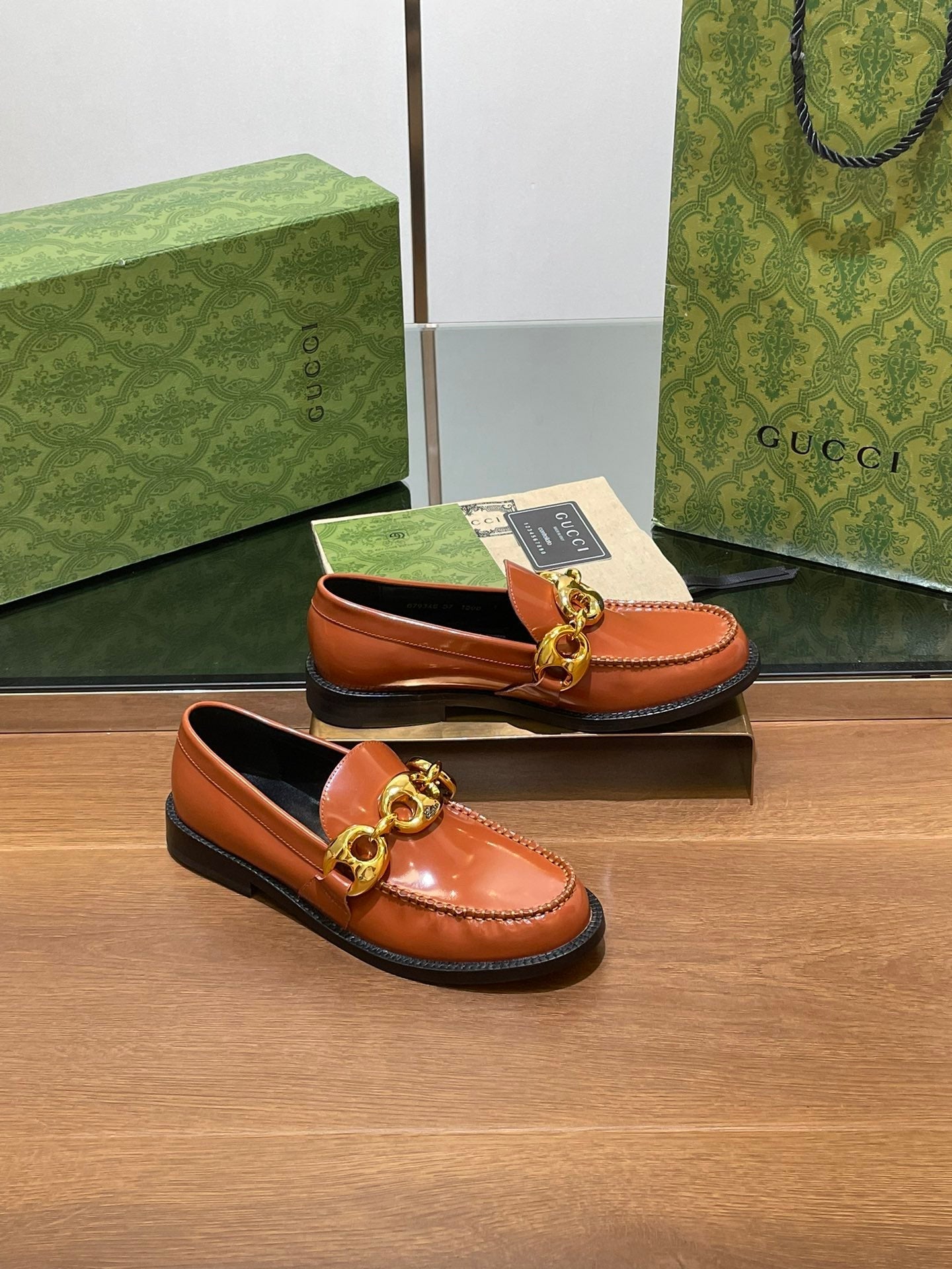 GG LOAFER SHOES IN BRONZE BROWN CALFSKIN