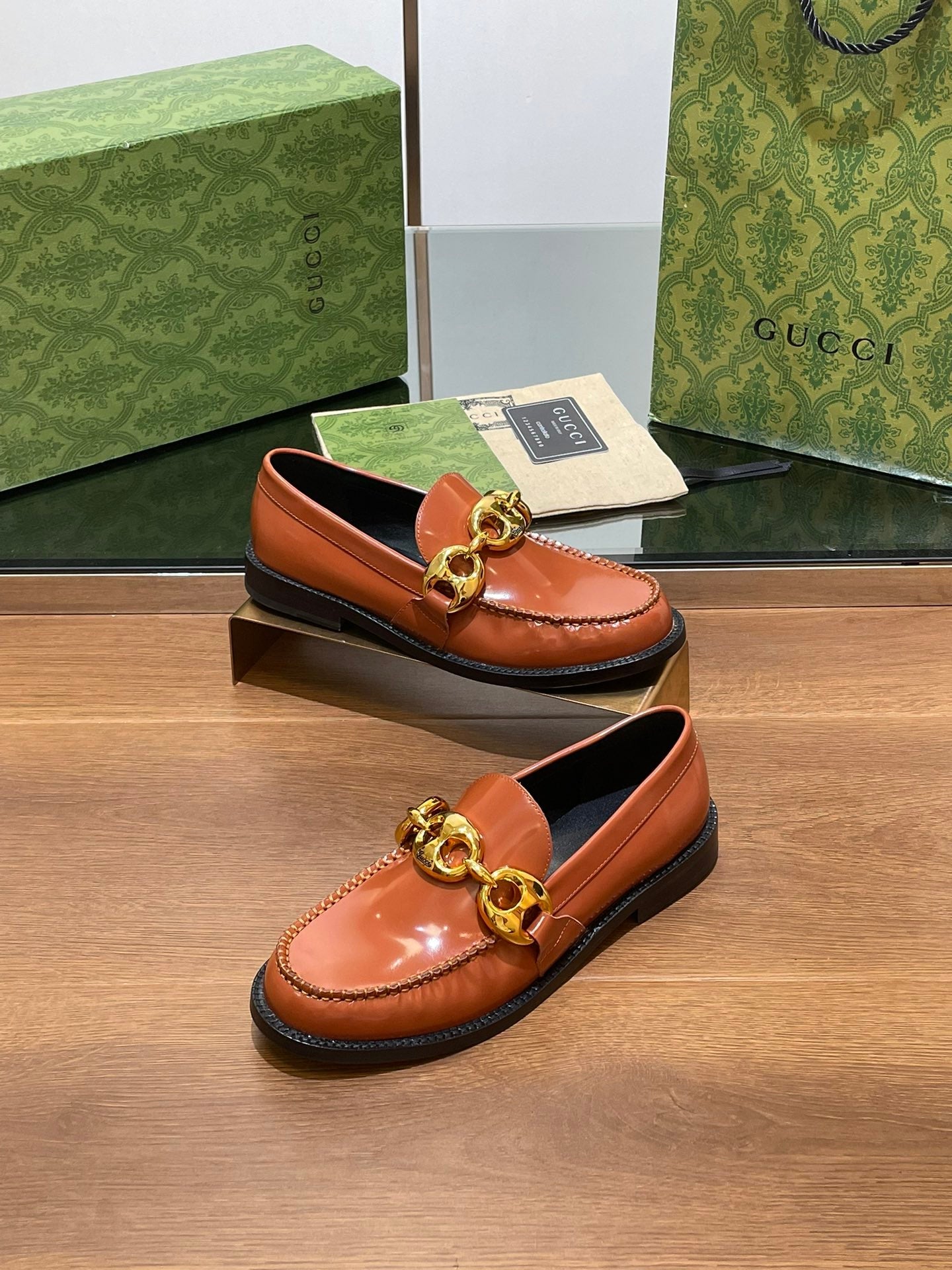 GG LOAFER SHOES IN BRONZE BROWN CALFSKIN