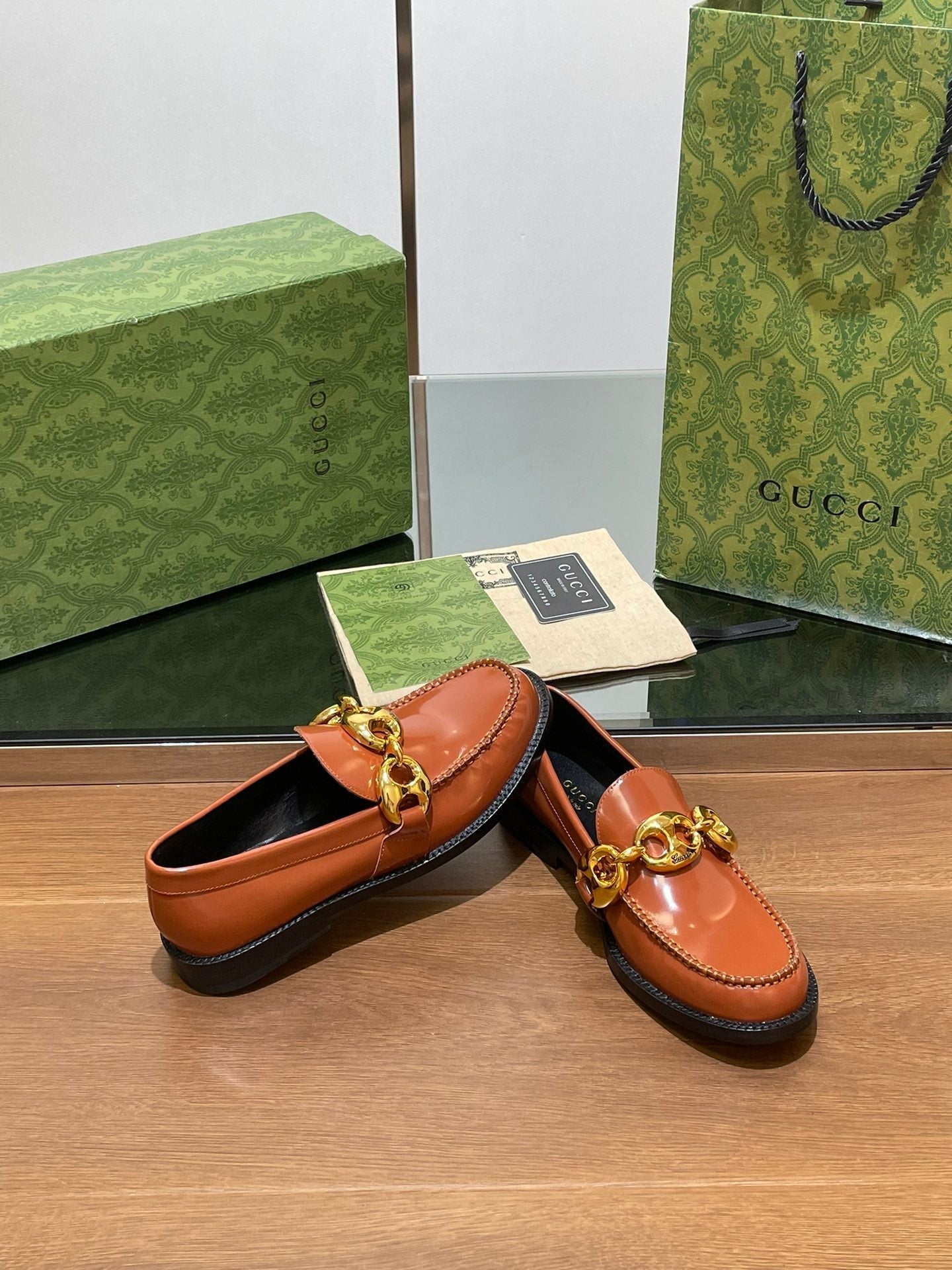 GG LOAFER SHOES IN BRONZE BROWN CALFSKIN