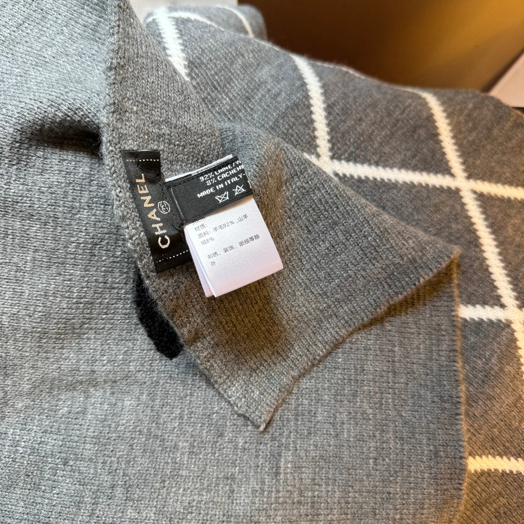 CC Scarf 180 CM In Grey Mix White Wool 421509