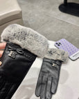 HM Glove In Black Lambskin With Rabbit Fur Lining 113709