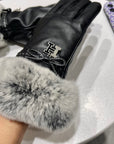 HM Glove In Black Lambskin With Rabbit Fur Lining 113709