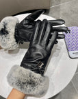 HM Glove In Black Lambskin With Rabbit Fur Lining 113709