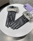 HM Glove In Black Lambskin With Rabbit Fur Lining 113709
