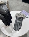 HM Glove In Black Lambskin With Rabbit Fur Lining 113709