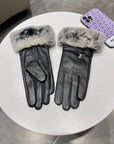 HM Glove In Black Lambskin With Rabbit Fur Lining 113709