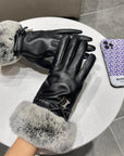 HM Glove In Black Lambskin With Rabbit Fur Lining 113709