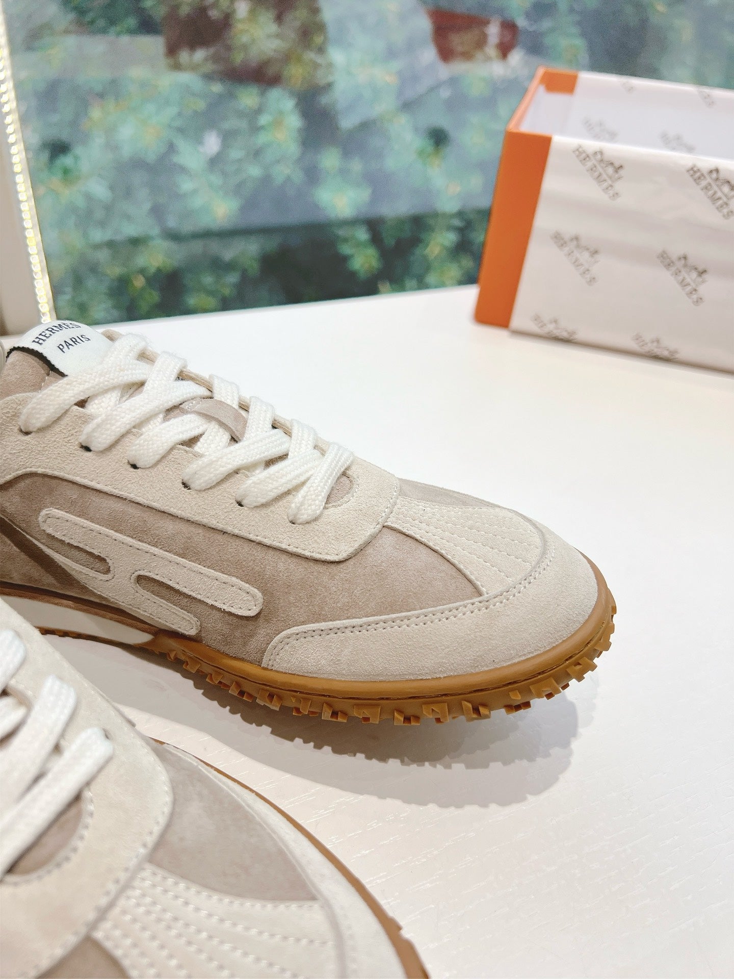 HM JET SNEAKER GREY CREAM CALFSKIN SUEDE