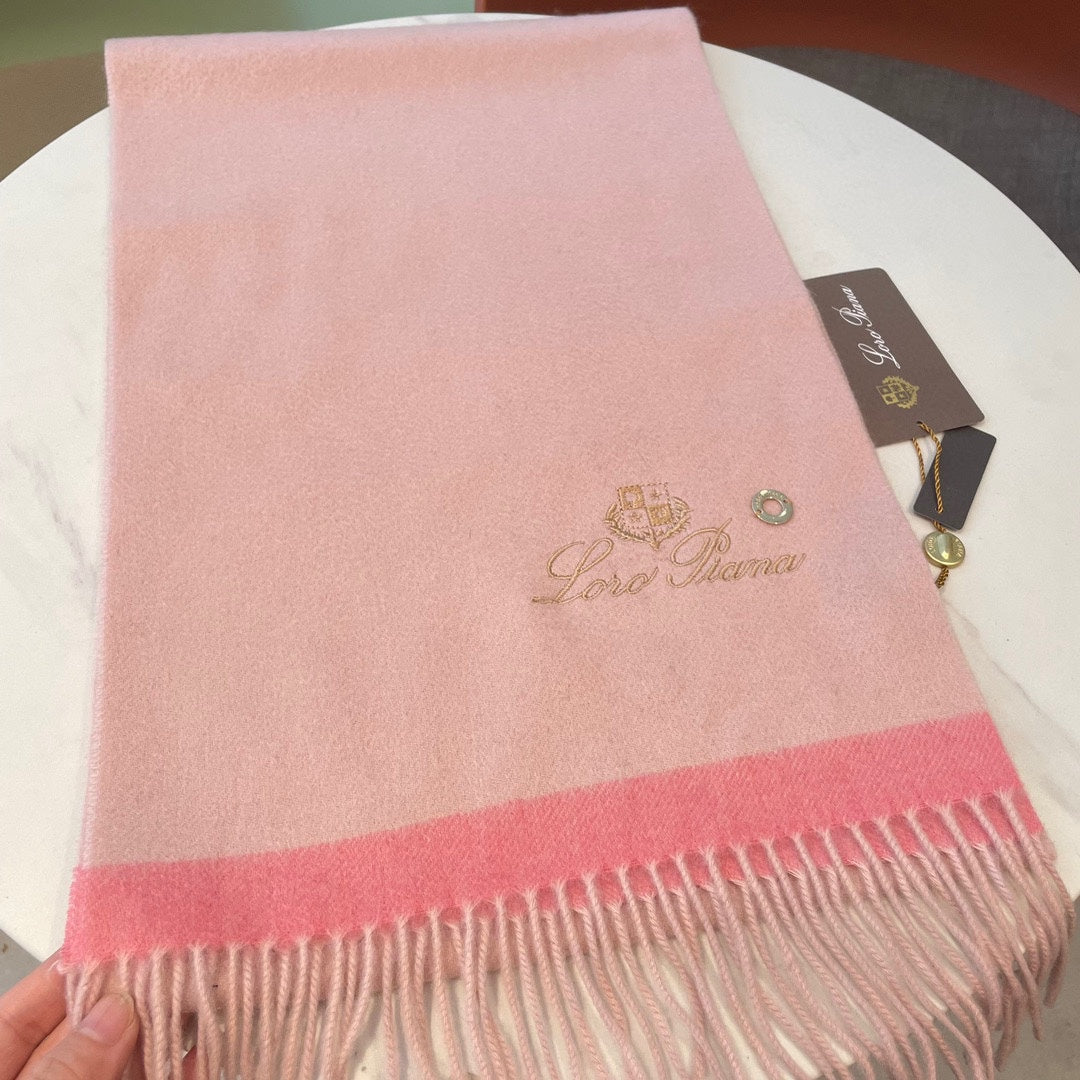LP Grande Unita Scarf 180 CM In Light Pink With Coral Pink Cashmere 105244