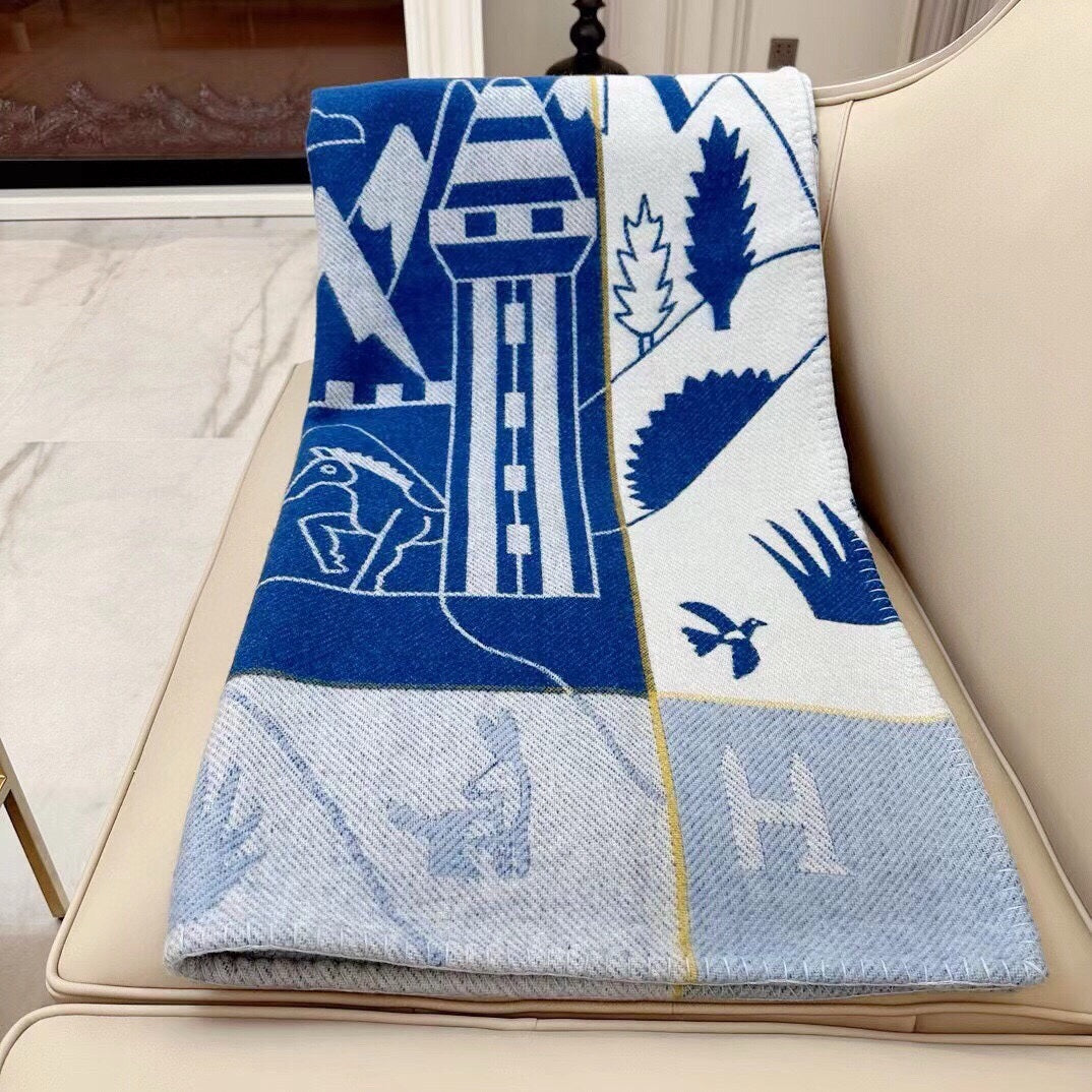 HM Avalon Epopee Blanket Marine Wool Cashmere