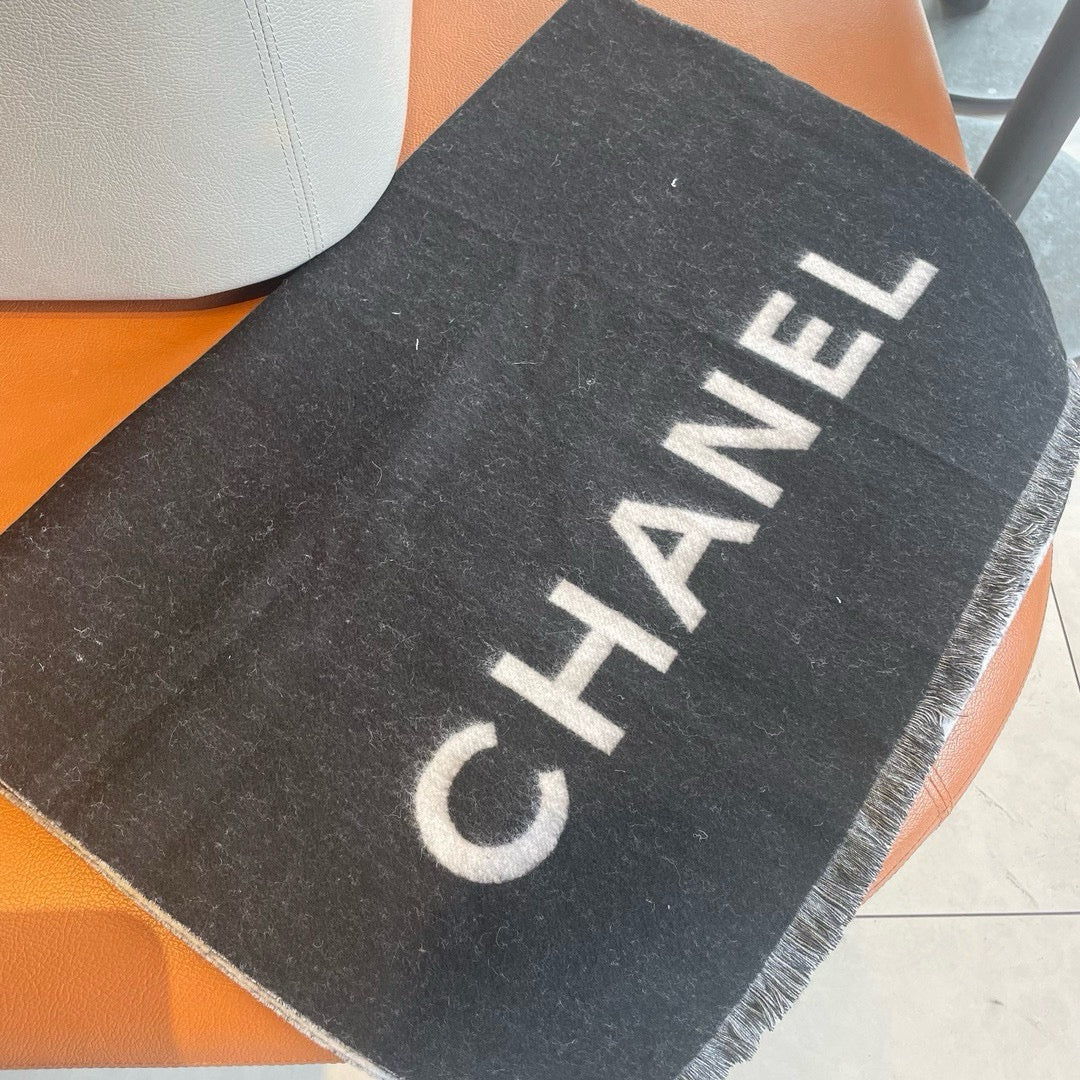CC Scarf 200 CM In Black Mix White Cashmere  422791