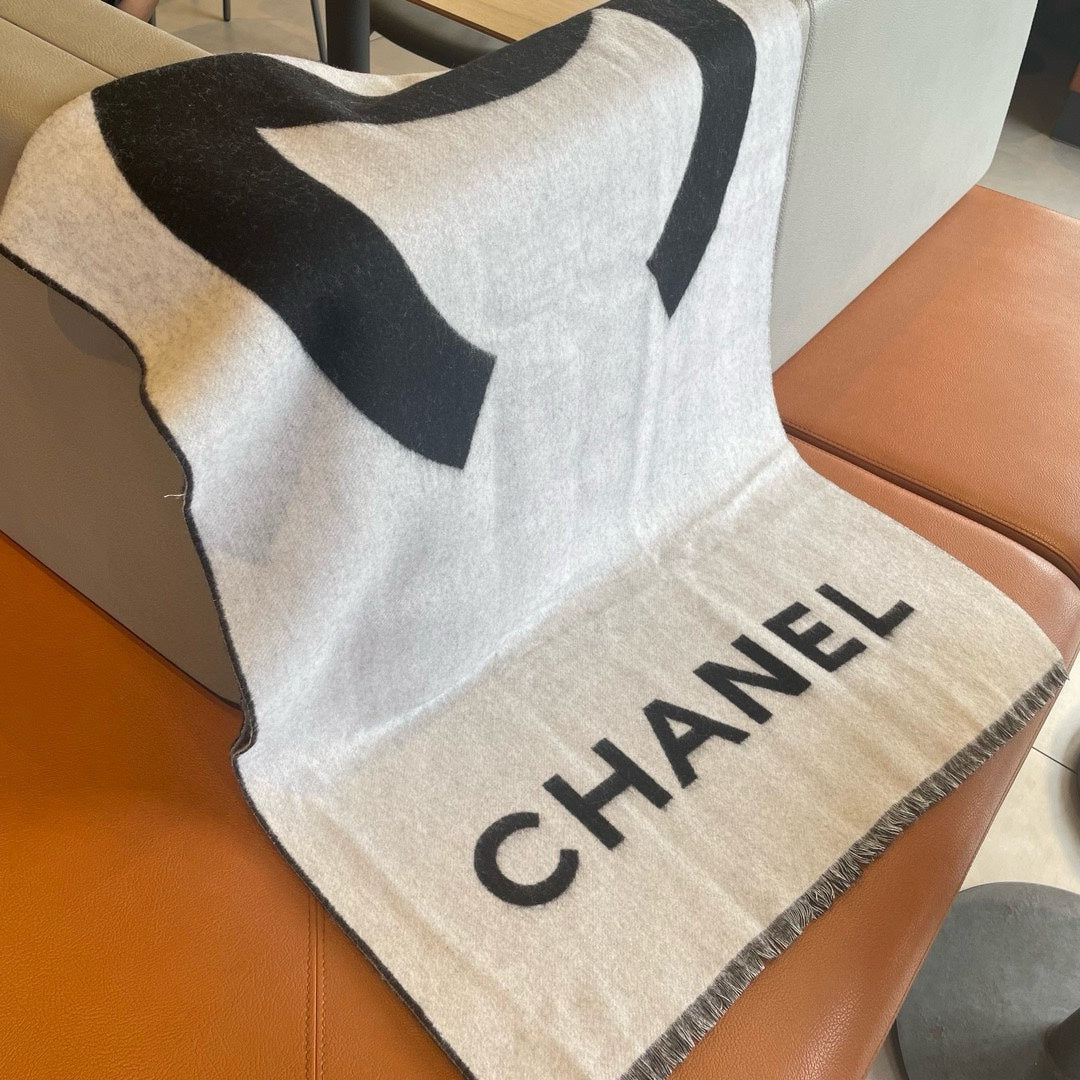 CC Scarf 200 CM In Black Mix White Cashmere  422791