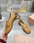 Miu 25C Loafers Caramel Cowhide 235303