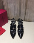 Valentino Rockstud Caged Pumps 100mm Black Patent Leather 239640