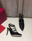 Valentino Rockstud Caged Pumps 100mm Black Patent Leather 239640