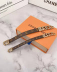 LV BROWN AND BLACK LEATHER BRACELET