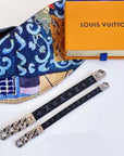 LV BROWN AND BLACK LEATHER BRACELET